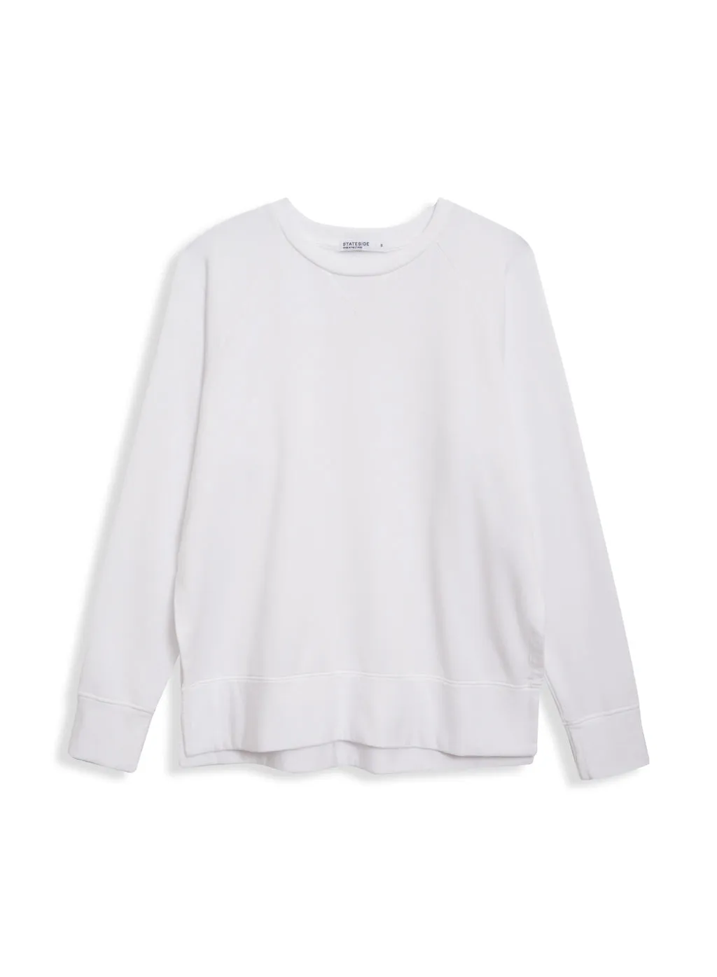 Stateside Softest Fleece Raglan Side Slit Sweatshirt in White