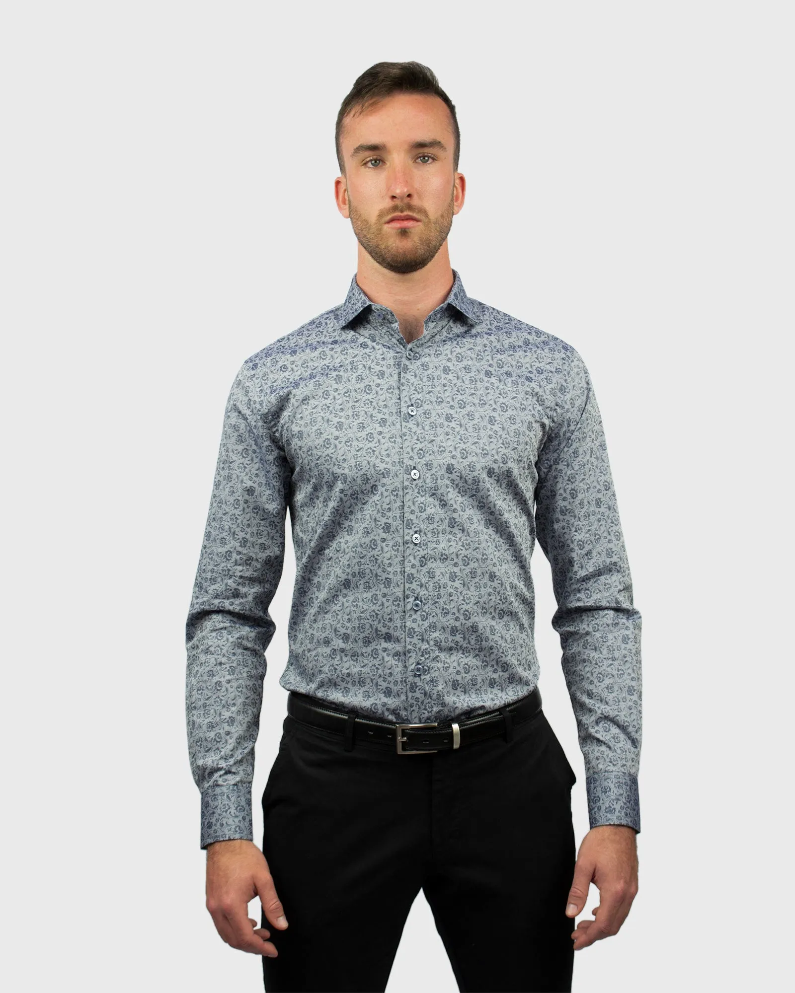 VINCENT & FRANKS S19CPR029 D-NAVY JACQUARD SLIM SC SHIRT