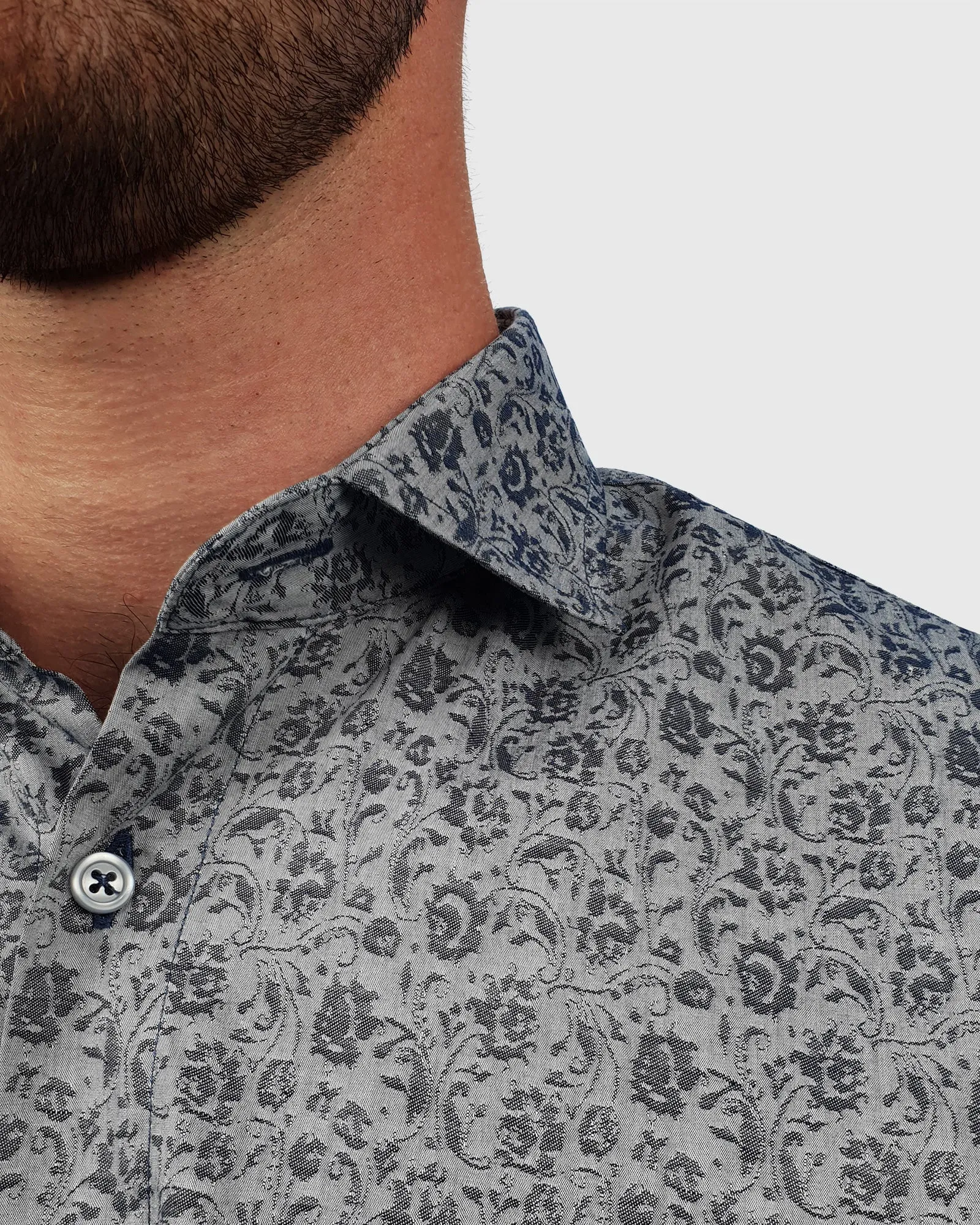 VINCENT & FRANKS S19CPR029 D-NAVY JACQUARD SLIM SC SHIRT