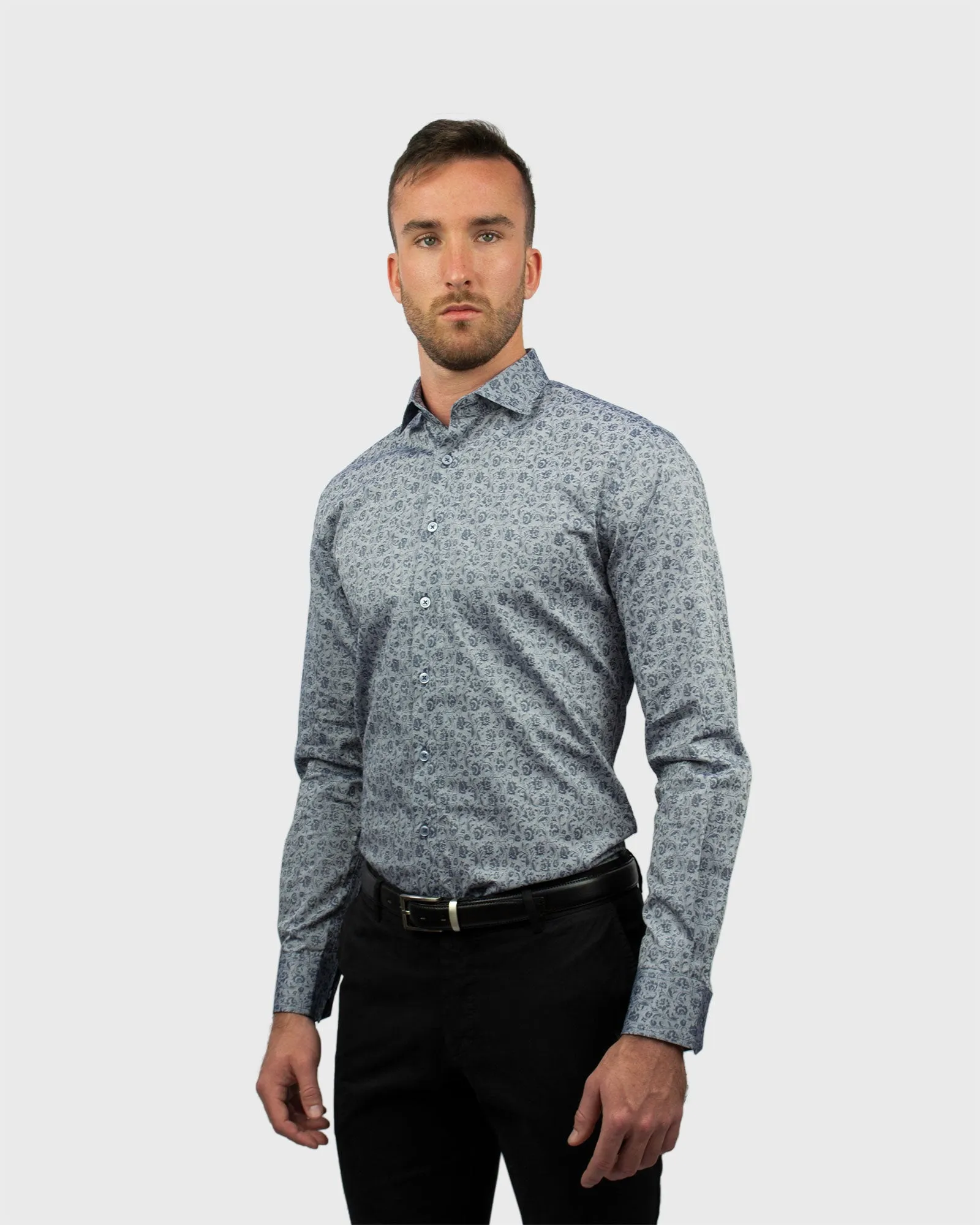 VINCENT & FRANKS S19CPR029 D-NAVY JACQUARD SLIM SC SHIRT