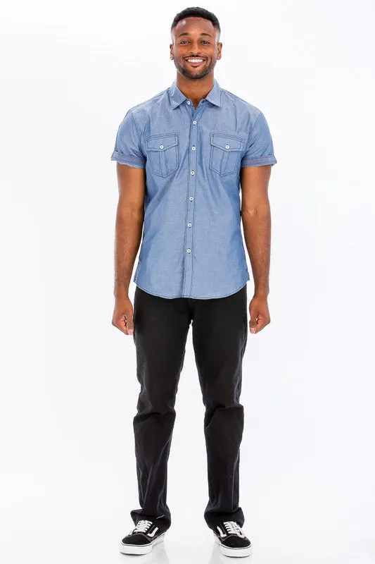 Weiv Men's Casual Short Sleeve Two Tone Shirts