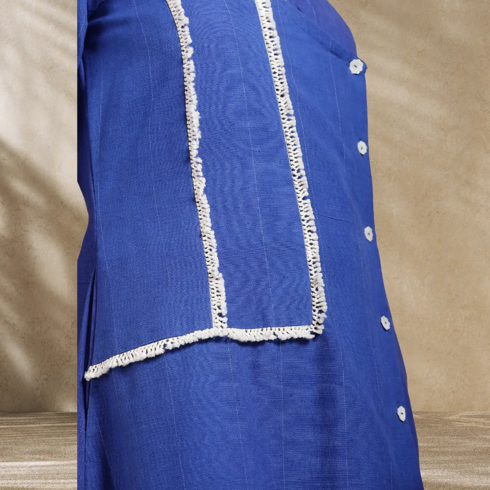Women Overlap Dress | Everyday Contemporary Wear | Indigo & Ecru