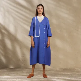 Women Overlap Dress | Everyday Contemporary Wear | Indigo & Ecru