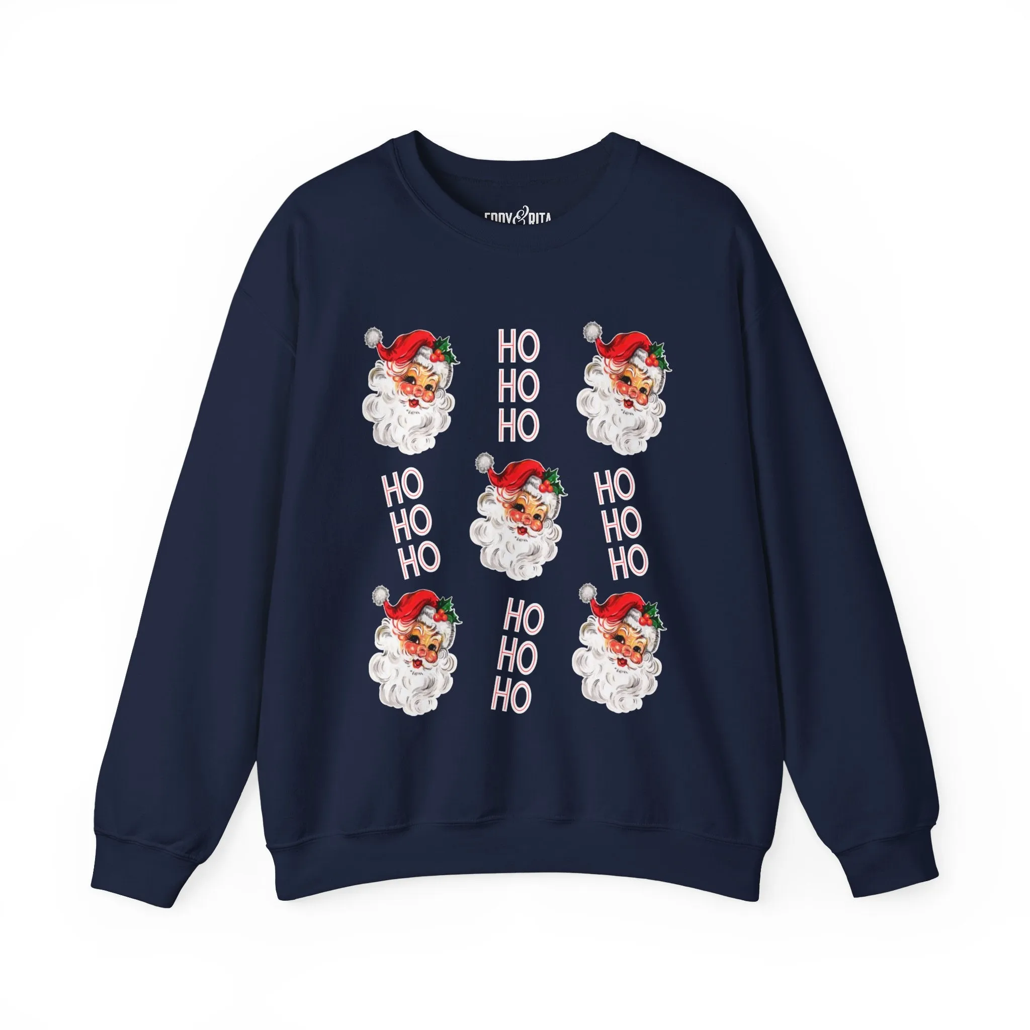 Women's Heavy Sweatshirt – "Ho Ho Ho Santa" Festive Christmas Graphic Sweatshirt