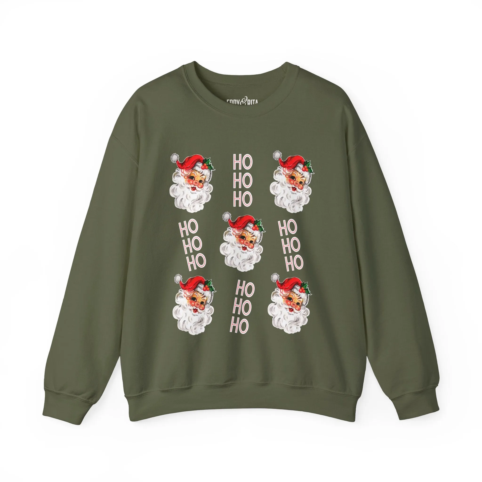 Women's Heavy Sweatshirt – "Ho Ho Ho Santa" Festive Christmas Graphic Sweatshirt