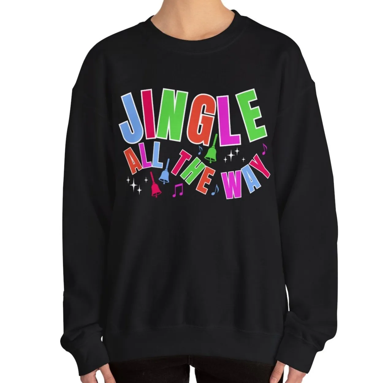 Women's Heavy Sweatshirt – "Jingle All The Way" Festive Christmas Graphic Sweatshirt
