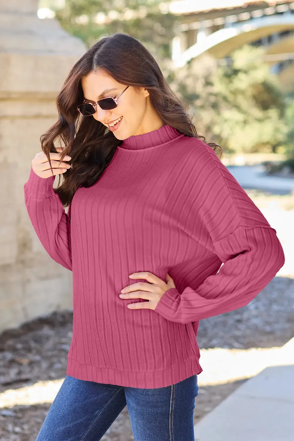 Women's Knit Top by Basic Bae - Ribbed Exposed Seam