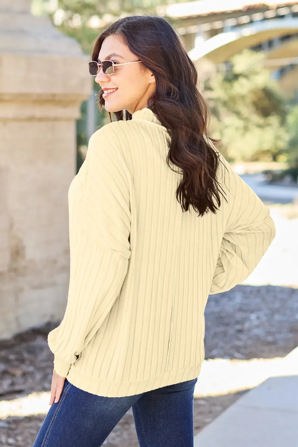 Women's Knit Top by Basic Bae - Ribbed Exposed Seam