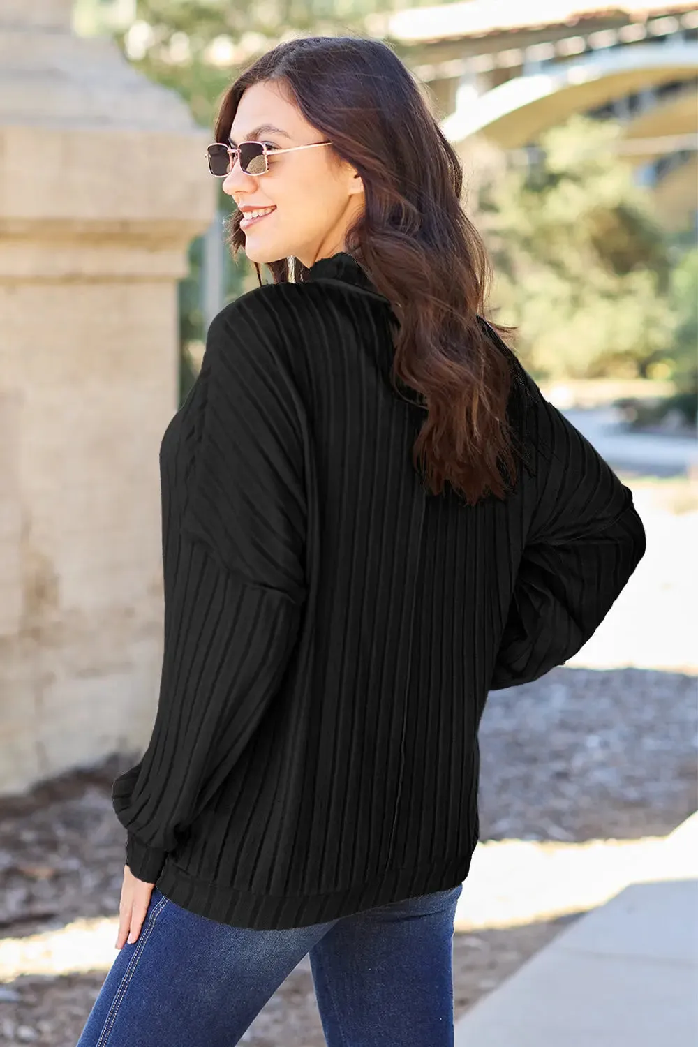 Women's Knit Top by Basic Bae - Ribbed Exposed Seam