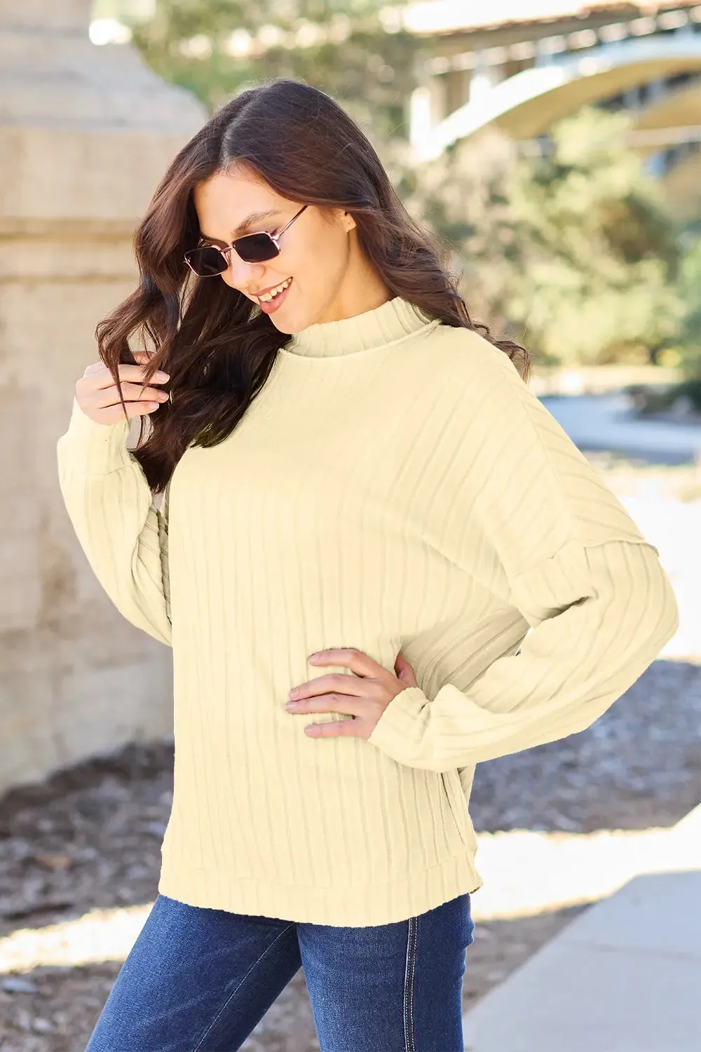 Women's Knit Top by Basic Bae - Ribbed Exposed Seam