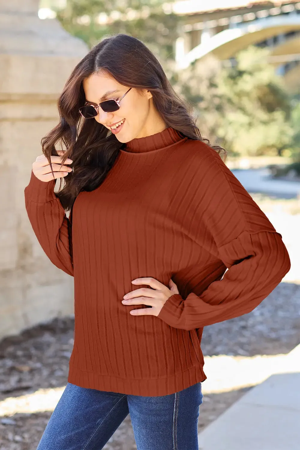 Women's Knit Top by Basic Bae - Ribbed Exposed Seam