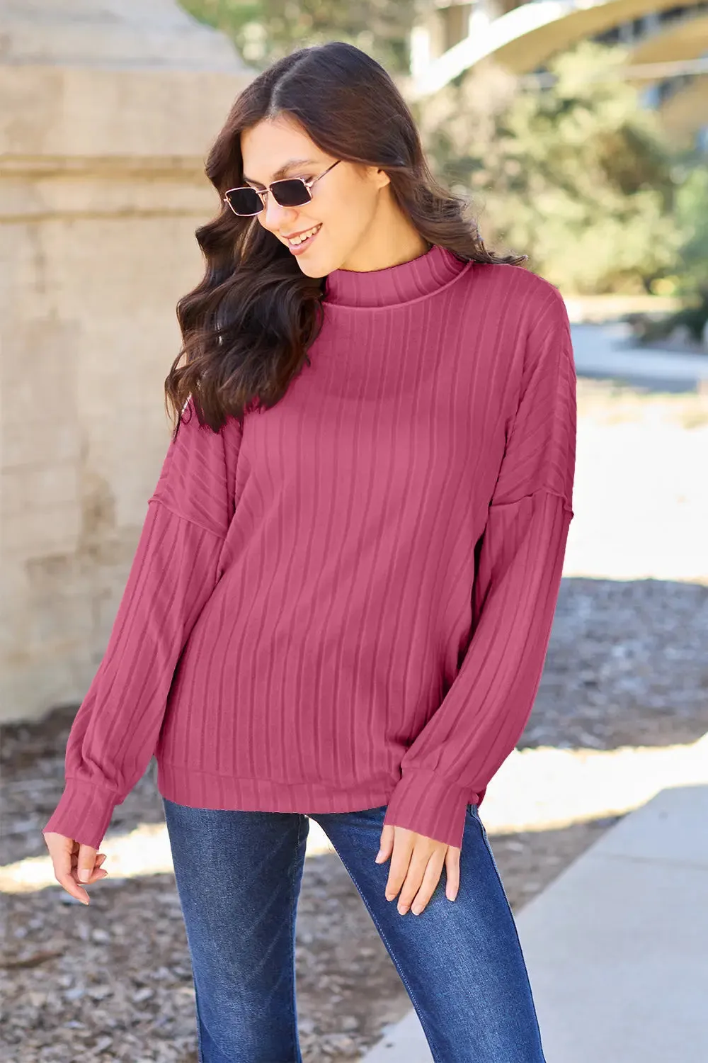 Women's Knit Top by Basic Bae - Ribbed Exposed Seam