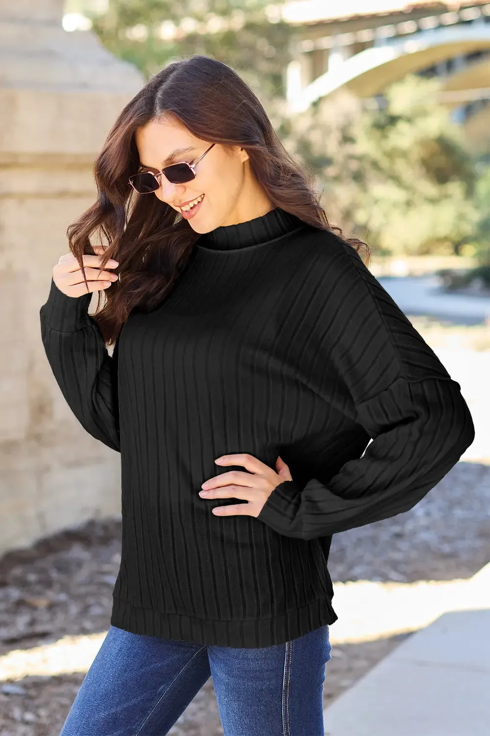 Women's Knit Top by Basic Bae - Ribbed Exposed Seam