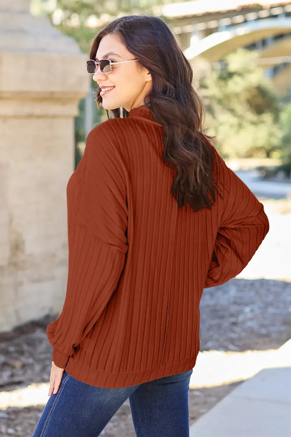 Women's Knit Top by Basic Bae - Ribbed Exposed Seam