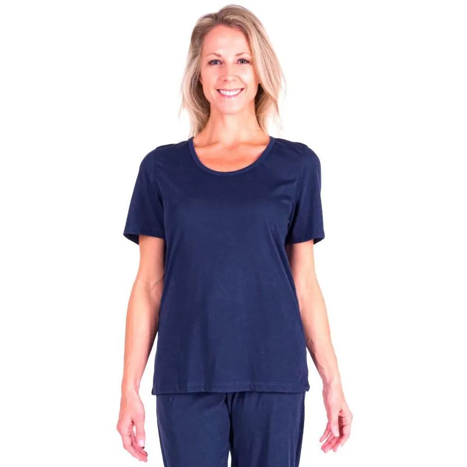 Women's Moisture Wicking Scoop Neck Drawstring Pant Pajama Set