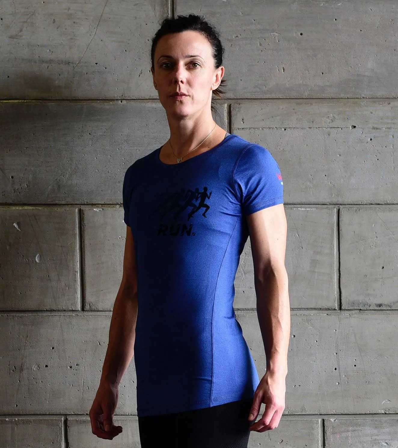 Women's Running Blue Graphic  T-shirt