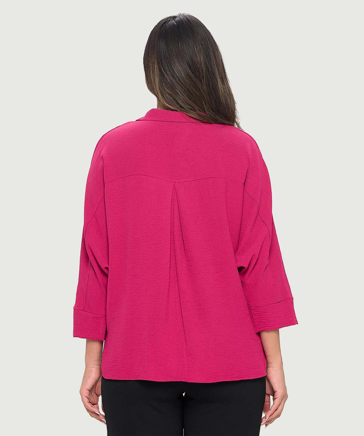 Woven Half Placket Dolman Top