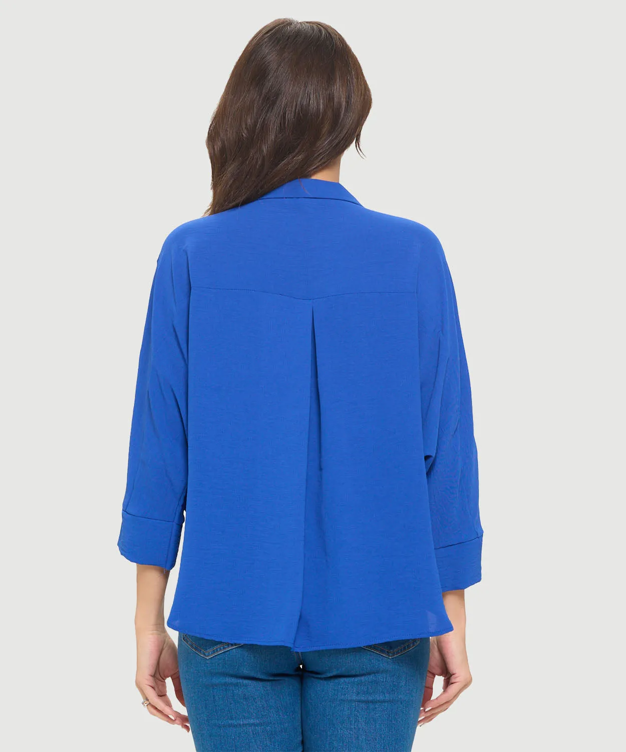 Woven Half Placket Dolman Top