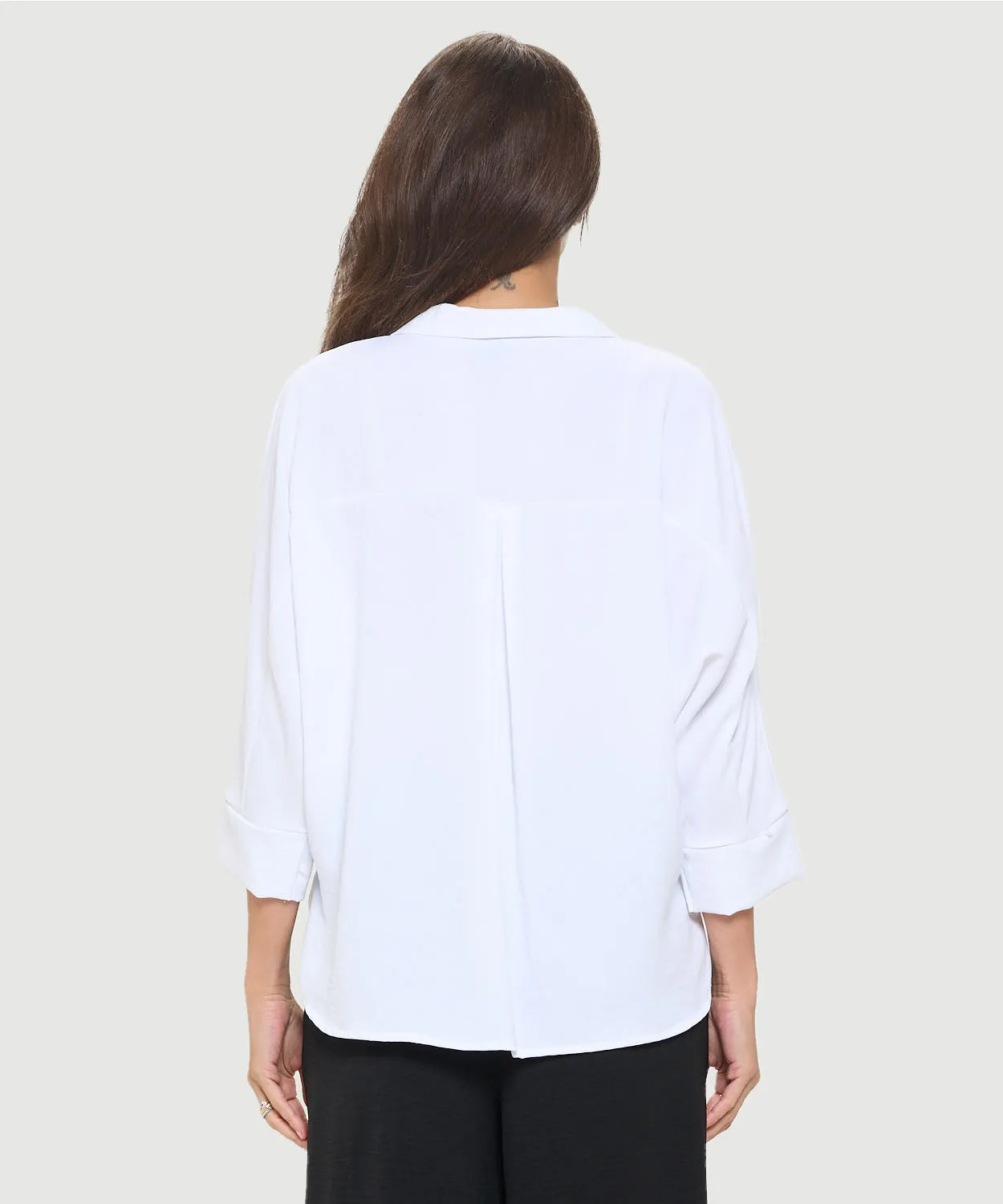 Woven Half Placket Dolman Top