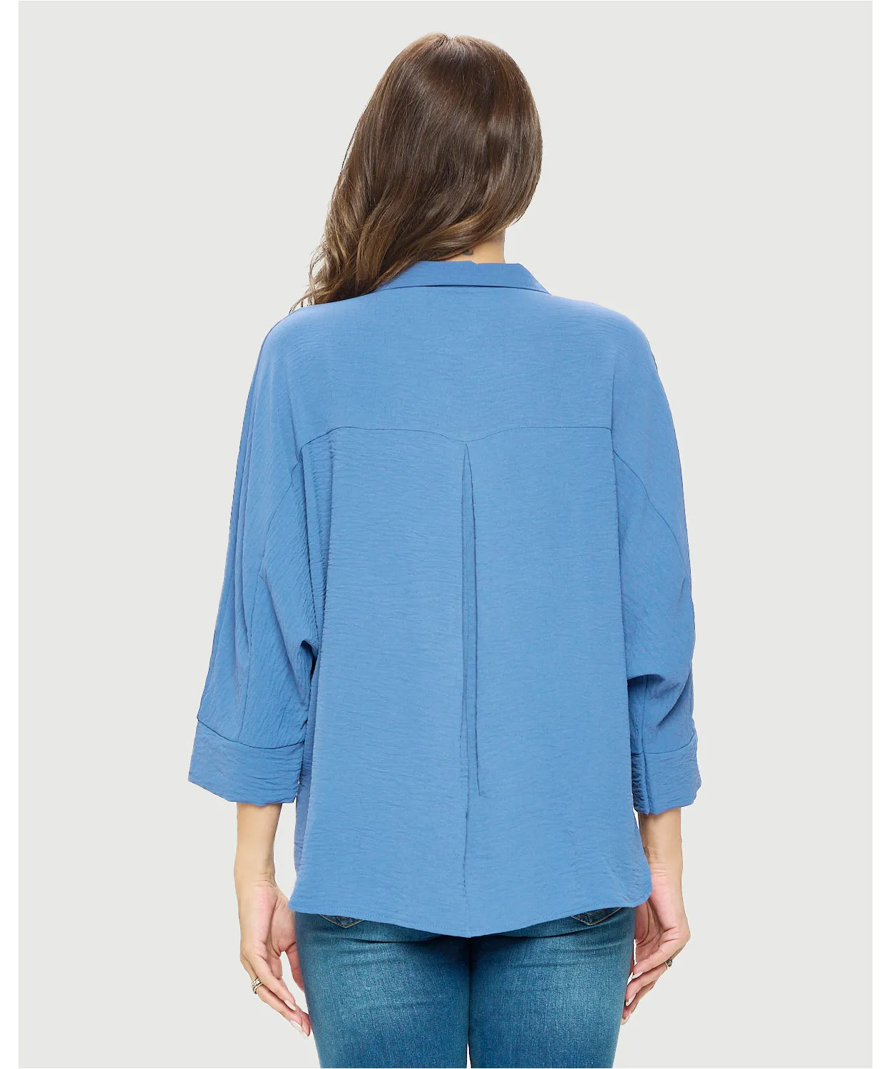 Woven Half Placket Dolman Top