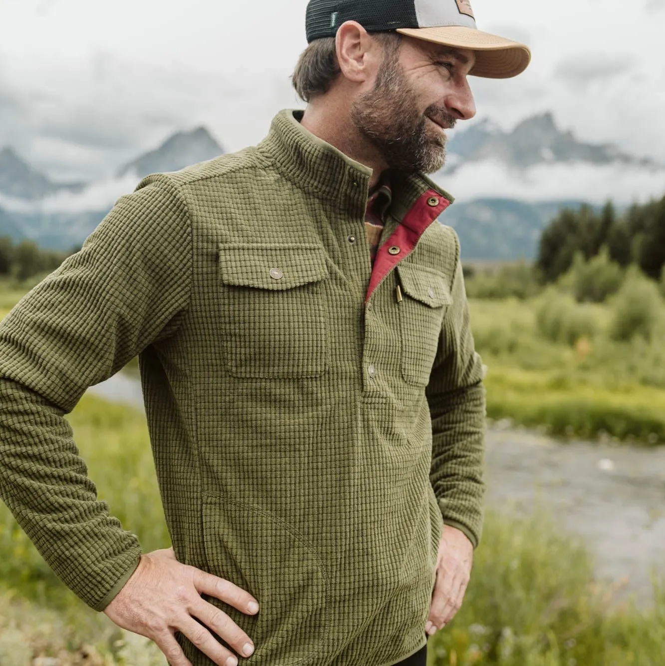 Yosemite Waffle Fleece Pullover | Moss Green