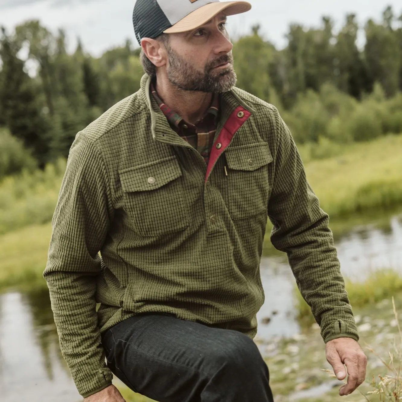 Yosemite Waffle Fleece Pullover | Moss Green
