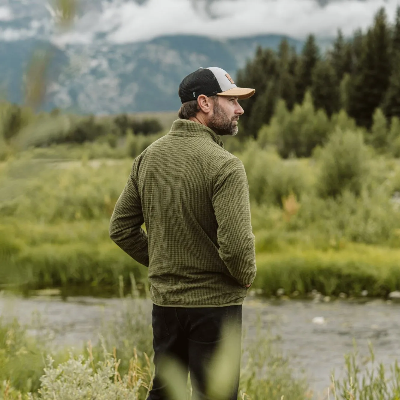 Yosemite Waffle Fleece Pullover | Moss Green