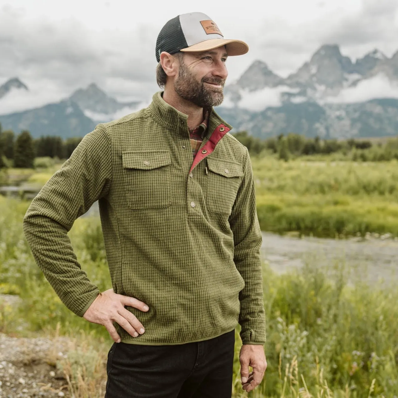 Yosemite Waffle Fleece Pullover | Moss Green